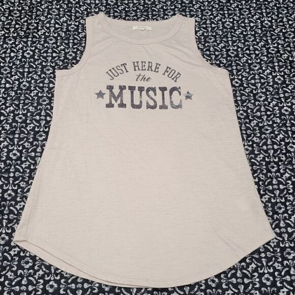 NWOT Maurices Tan Festival Concert Summer Music Loose Crew Neck Fit Tank Top - Picture 1 of 6